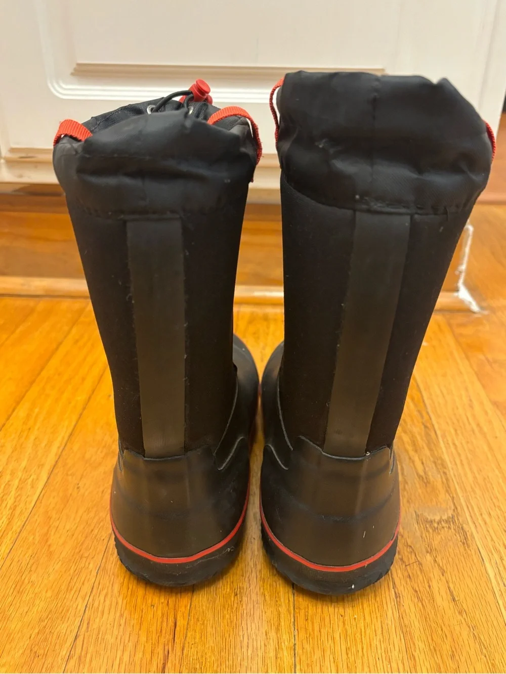 Black Rain Boots with Red Trim